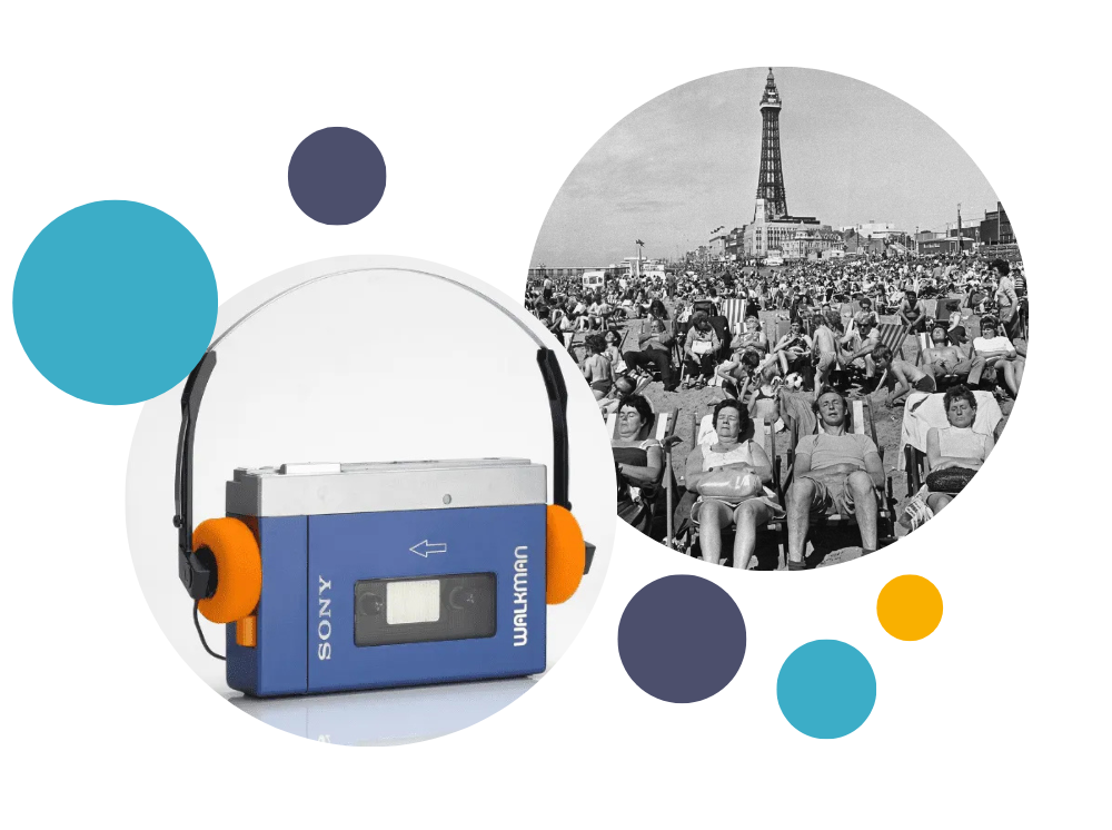 past image of blackpool and a walkman