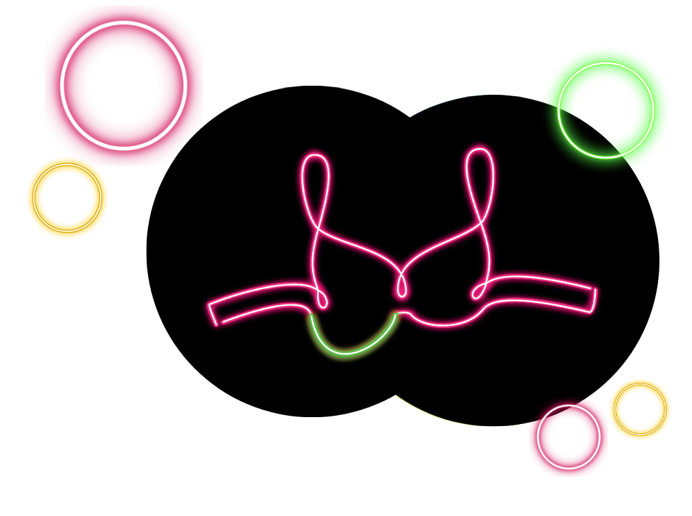 Campaign imagery of a bra in neon lights 