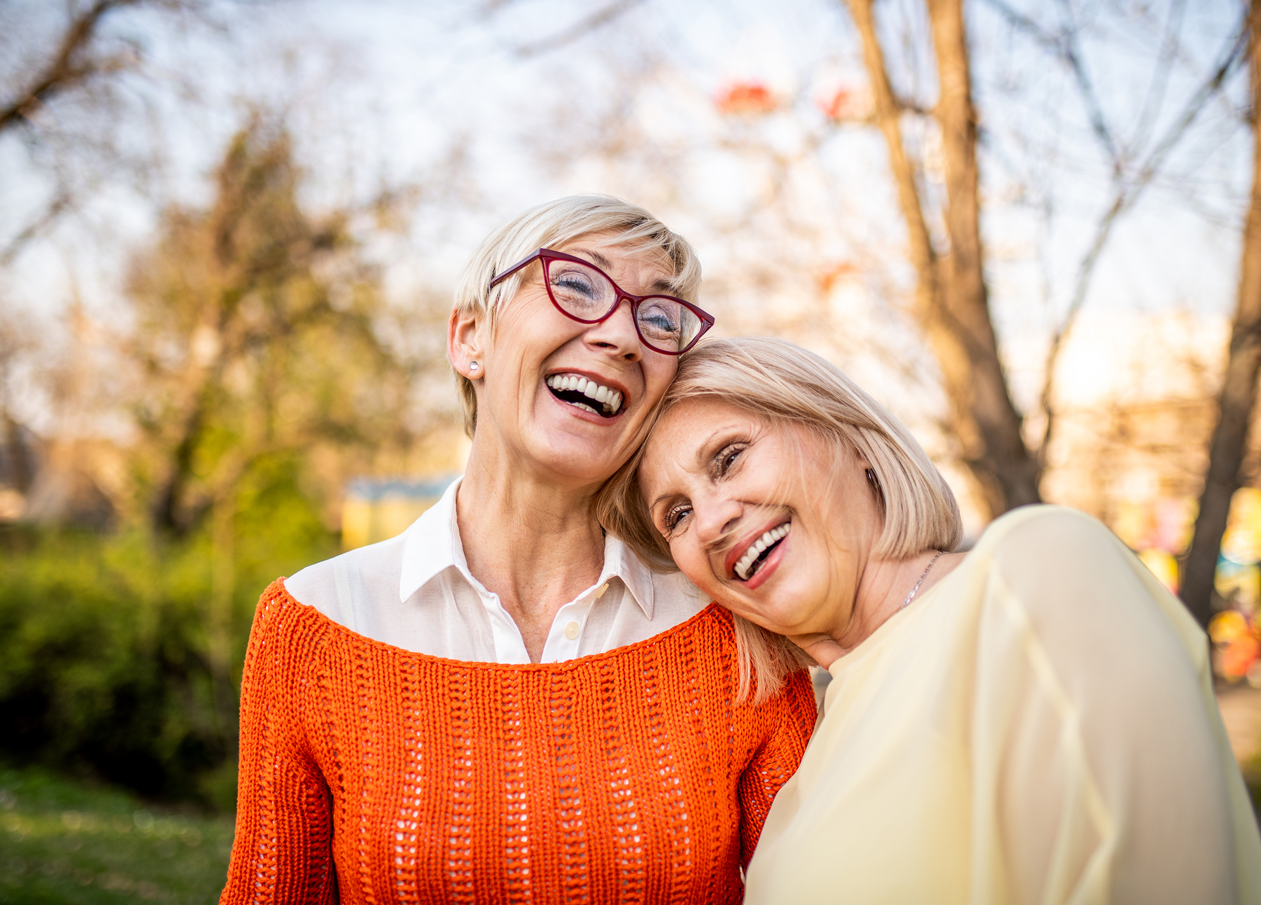two friends laughing