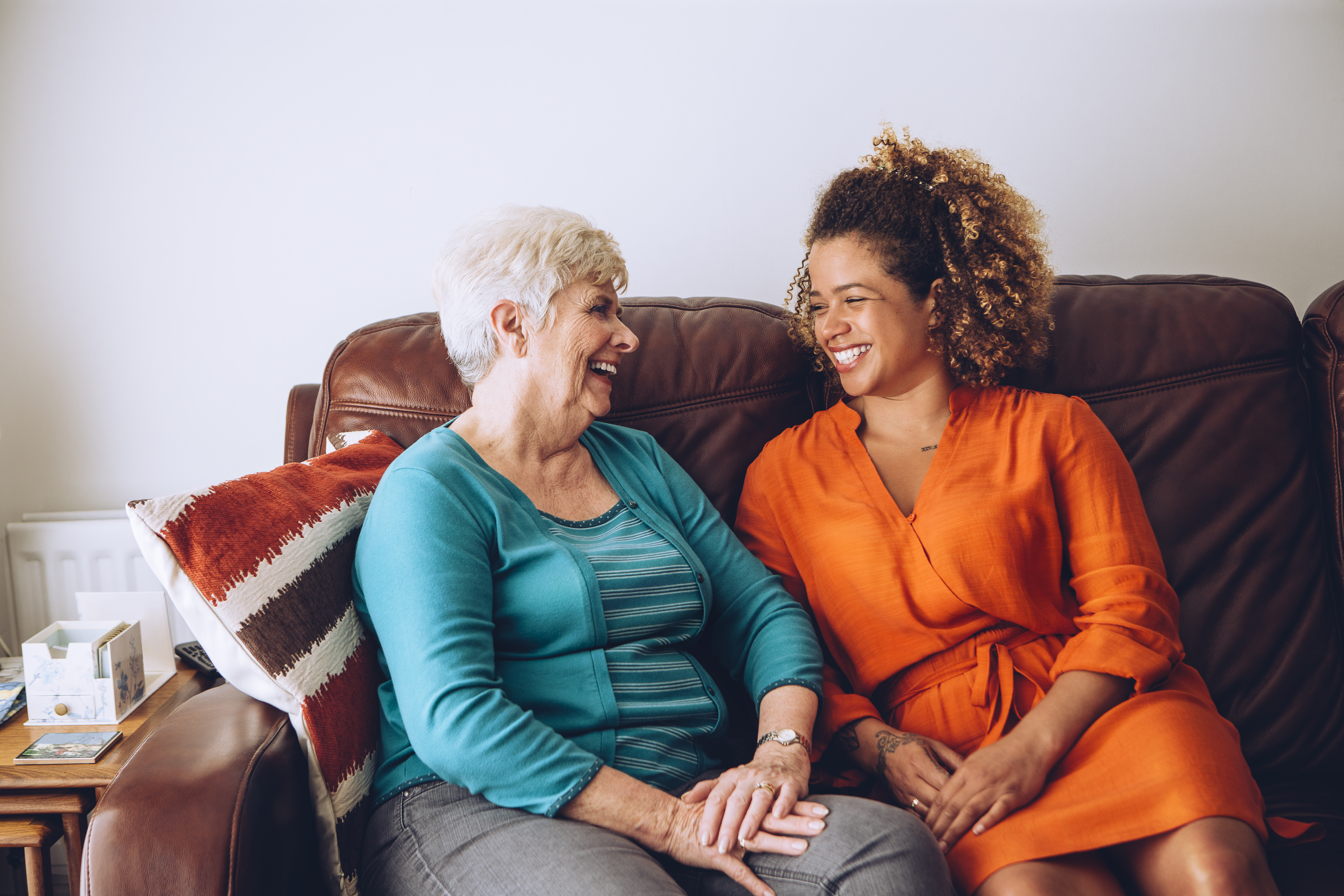 grandmother granddaughter laughing