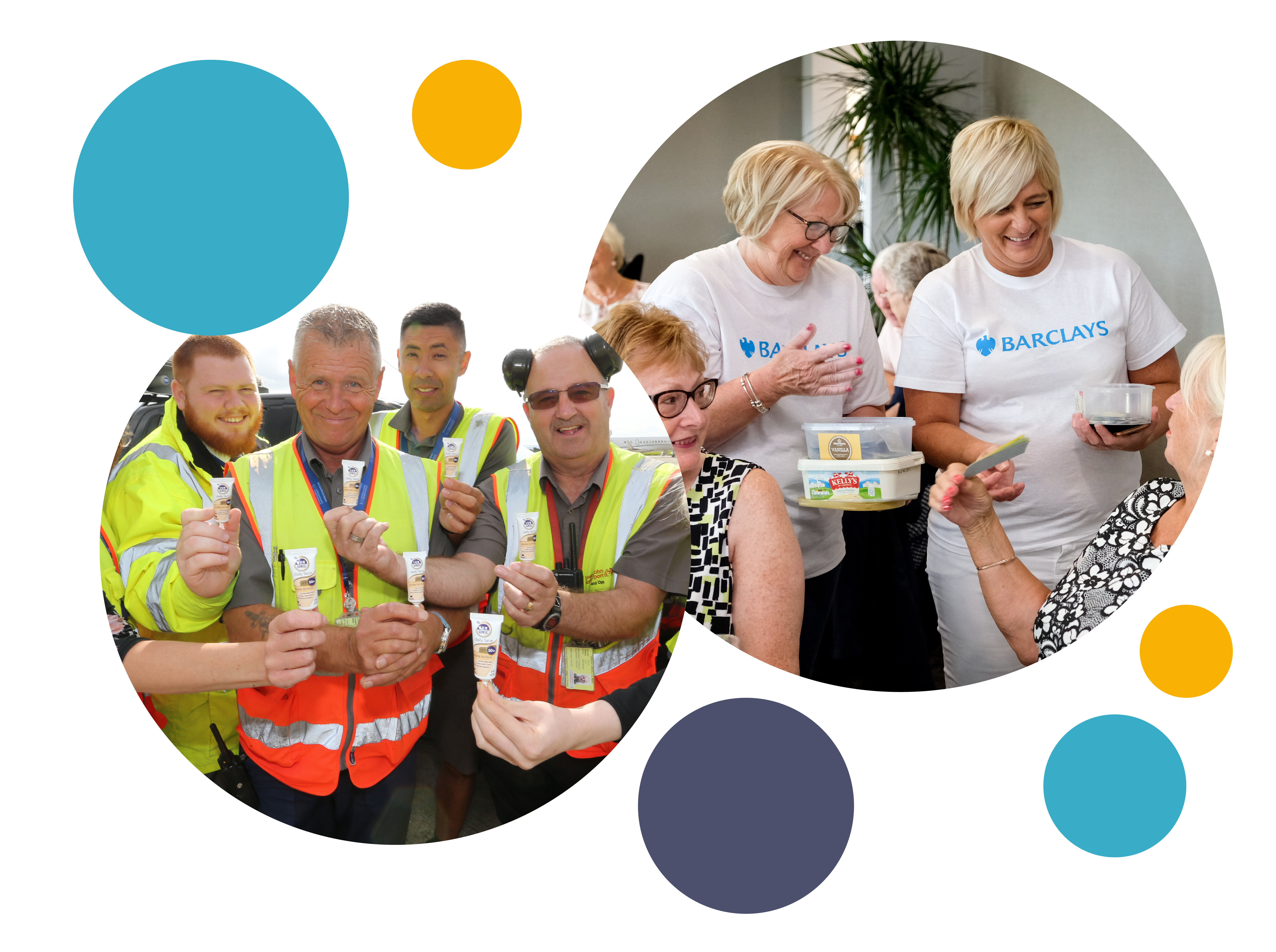 Barclays employees helping at an event 