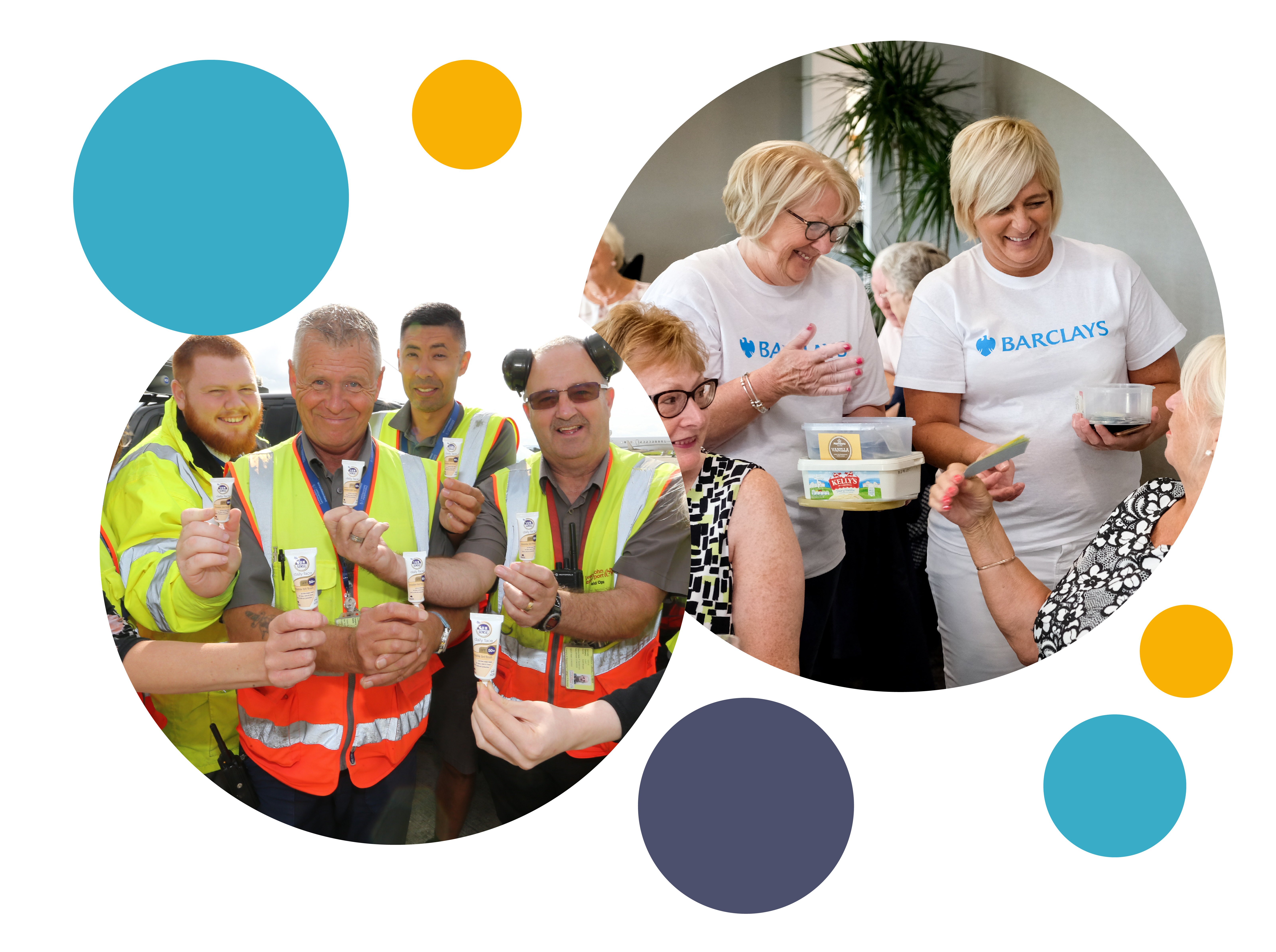 Barclays employees helping at an event