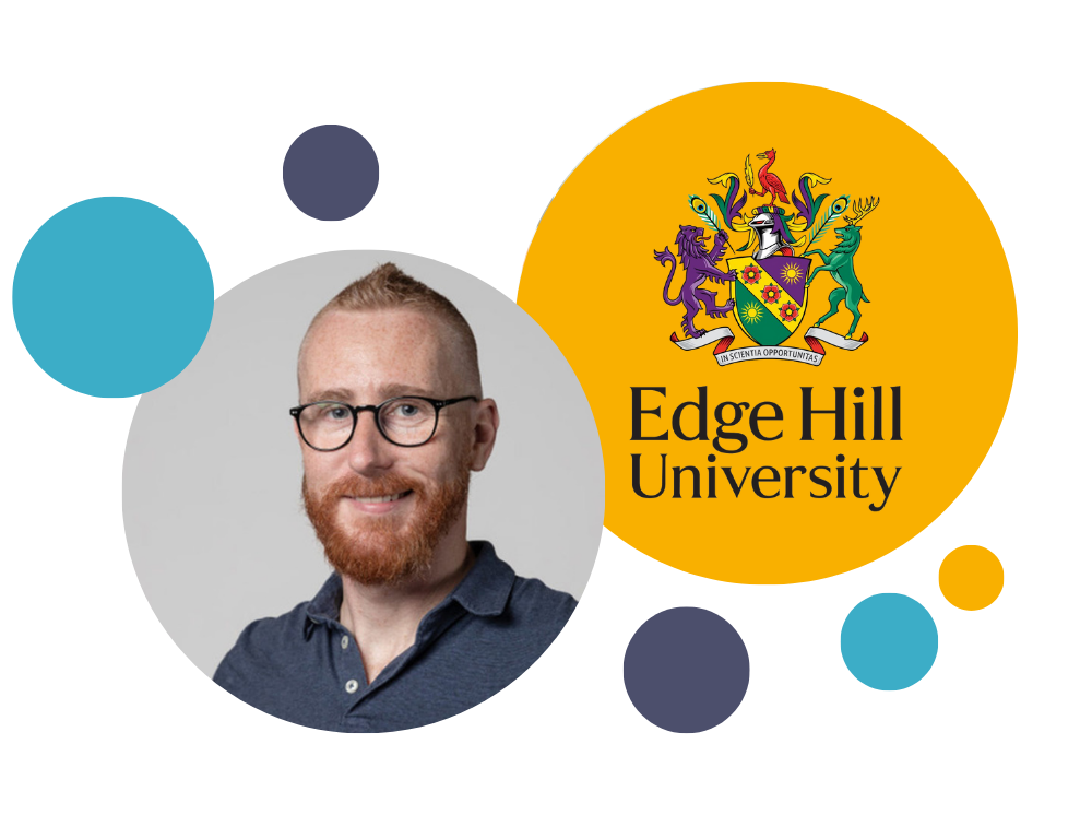 Prof Nick Hulbert Williams and Edge Hill Uni logo 